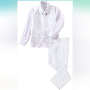 NWOT YuanLu 4 Piece Boys' Formal Suit Set with Vest Pants Dress Shirt and Tie